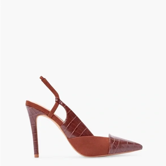 Suede and croc stiletto pumps - Picture 10 of 14